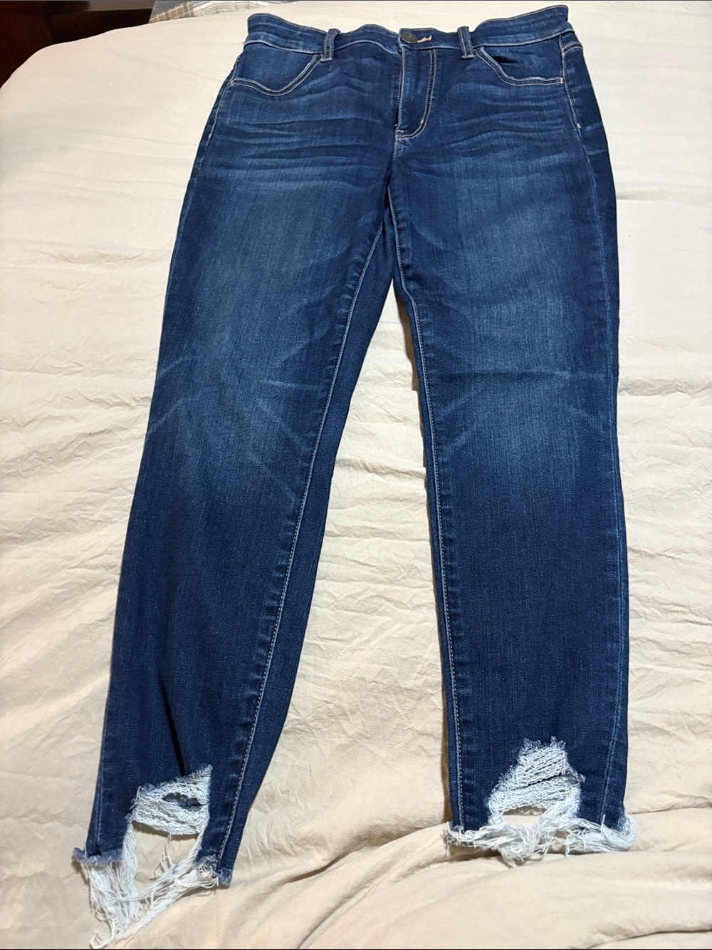 American Eagle Outfitters Dark Blue Distressed Ankle Jeans